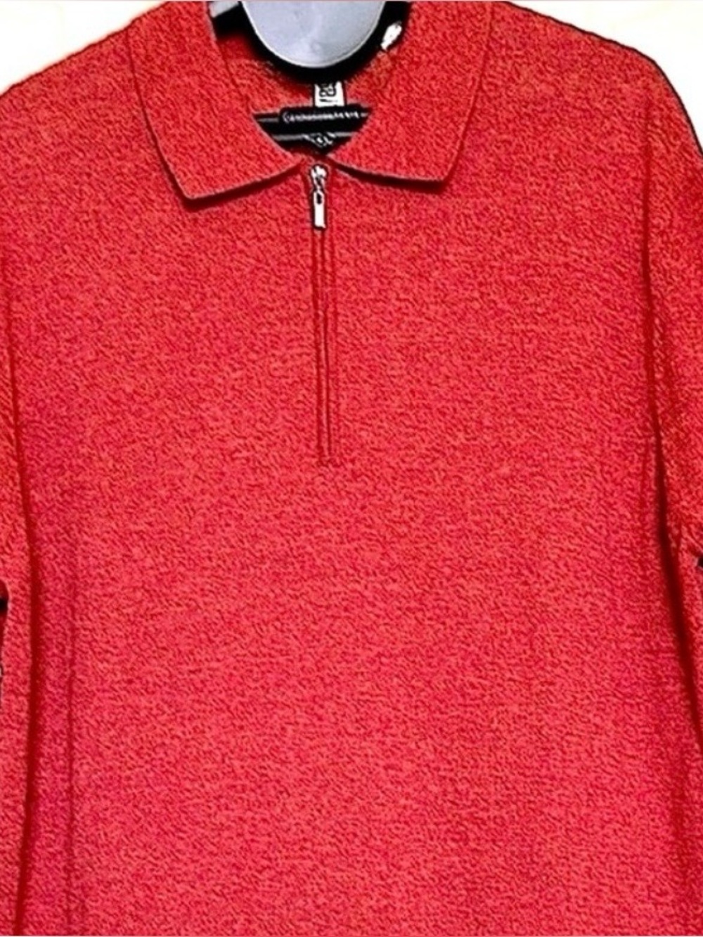 Men's Burgundy Half-Zip Sweater With Short Sleeves